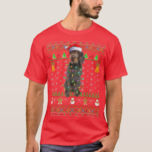 Xmas Santa Hat German Wirehaired Pointer Dog Ugly T-Shirt