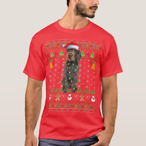 Xmas Santa Hat German Wirehaired Pointer Dog Ugly  T_Shirt