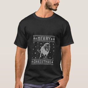 Xmas Santa Hat Lion Design Funny Ugly Christmas Sw T-Shirt