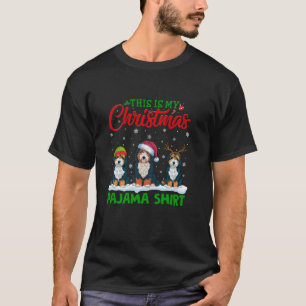 Xmas Santa Hat Reindeer Bernedoodle Dog Christmas T-Shirt