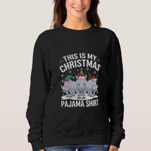Xmas Santa Hat Reindeer Rhino Christmas Pajama  Sweatshirt
