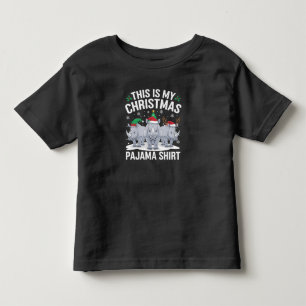 Xmas Santa Hat Reindeer Rhino Christmas Pajama Toddler T-shirt