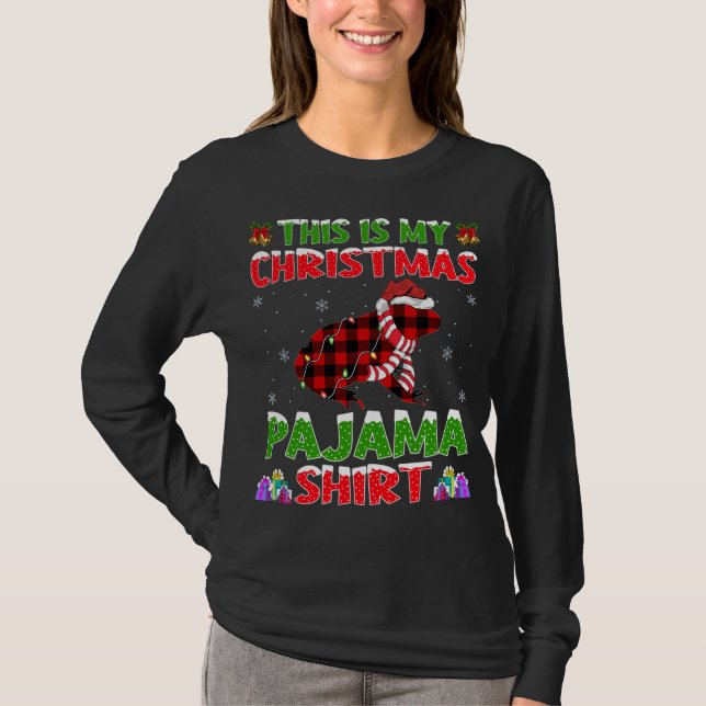 Xmas Santa Hat This Is My Frog Christmas Pajama T-Shirt (Front)