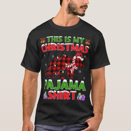 Xmas Santa Hat This Is My Raccoon Christmas Pajama T_Shirt