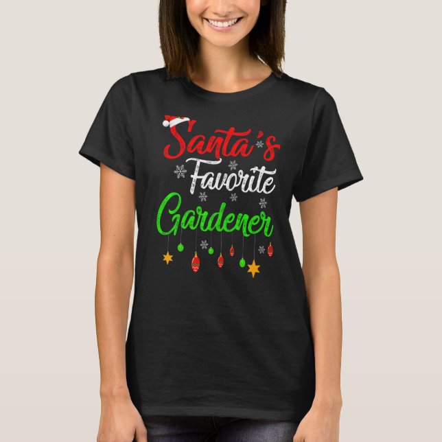 Xmas Santa S Favorite Gardener Christmas T-Shirt (Front)