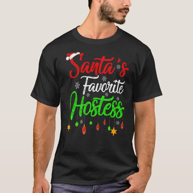 Xmas Santa S Favorite Hostess Christmas T-Shirt (Front)