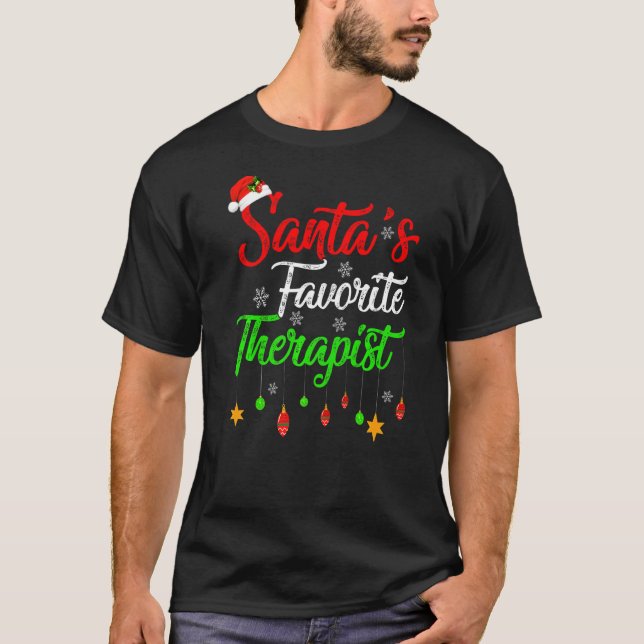 Xmas Santa S Favorite Therapist Christmas T-Shirt (Front)