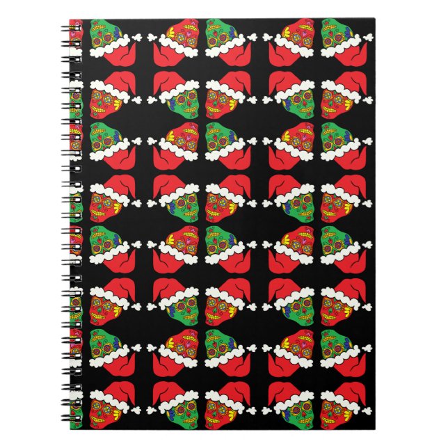 Xmas Santa Sugar Skulls Notebook (Front)
