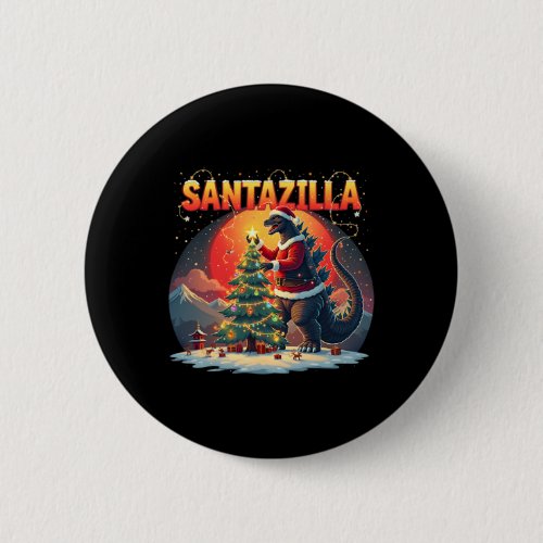 Xmas Santazilla Funny Christmas Holiday Monster Di Button