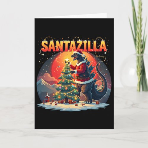 Xmas Santazilla Funny Christmas Holiday Monster Di Card