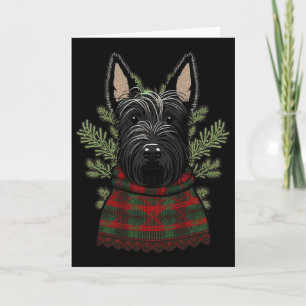 Xmas Scottie Santa On Christmas Scottish Terrier Card
