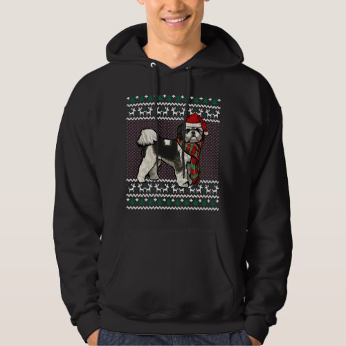 Xmas Shih Tzu Dog Santa Hat Ugly Christmas Hoodie