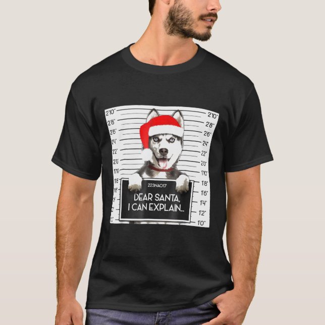 Xmas Siberian Husky Lover Santa Hat Dog Christmas T-Shirt (Front)