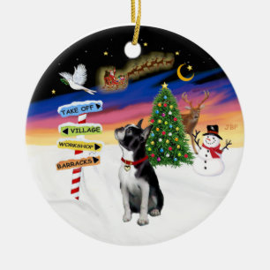 Xmas Signs - Boston Terrier #3 Ceramic Ornament