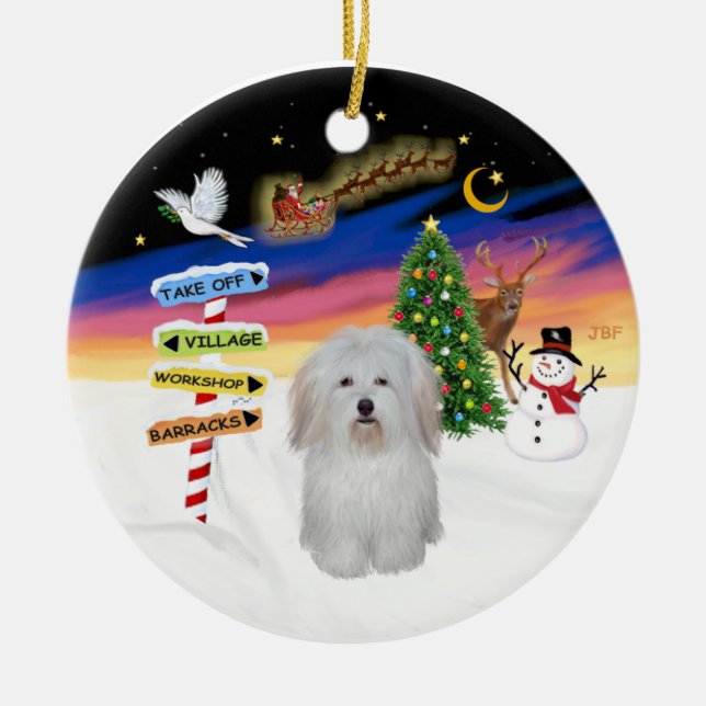 Xmas Signs - Coton de Tulear #3 Ceramic Ornament (Front)