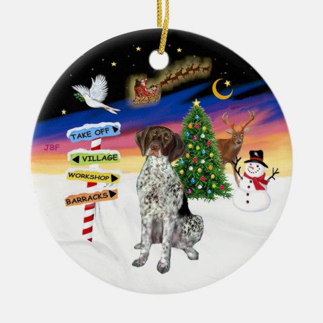 Xmas Signs - German Short Haired Pointer Ceramic Ornament (Front)