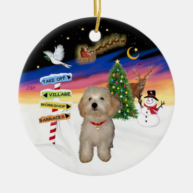 Xmas Signs - Havanese Puppy Ceramic Ornament (Front)