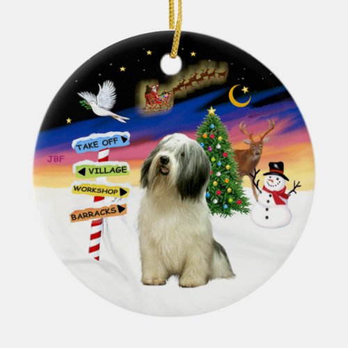 Xmas Signs _ Polish Lowland Sheepdog Ceramic Ornament