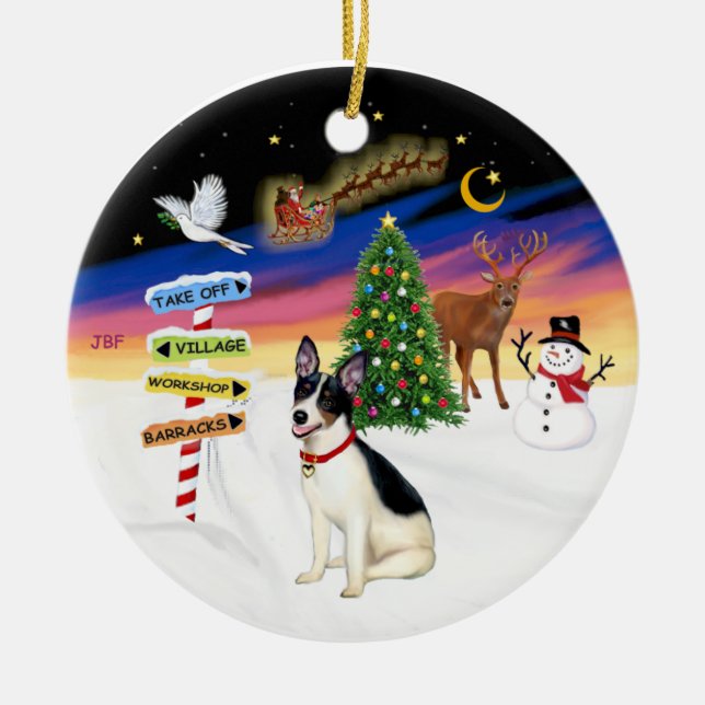 Xmas Signs - Rat Terrier Ceramic Ornament (Front)