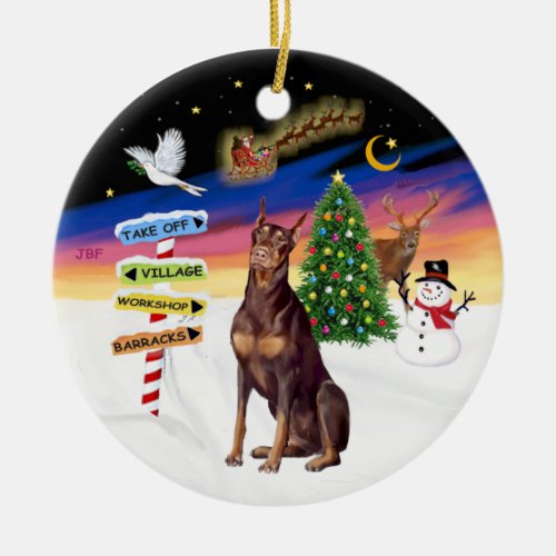 Xmas Signs _ Red Doberman Ceramic Ornament