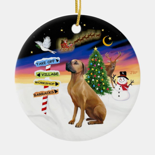 Xmas Signs - Rhodeisn Ridgeback Ceramic Ornament (Front)