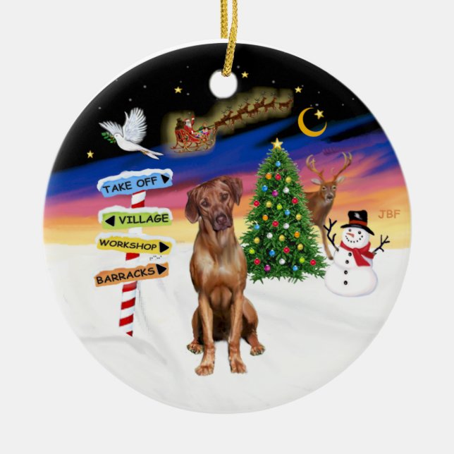 Xmas Signs - Rhodesian Ridgeback Ceramic Ornament (Front)