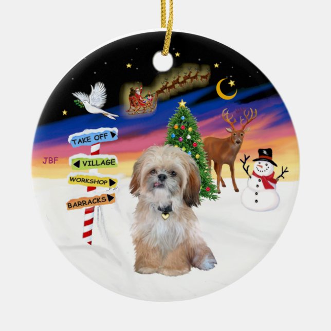 Xmas Signs - Shih Tzu (P) Ceramic Ornament (Front)