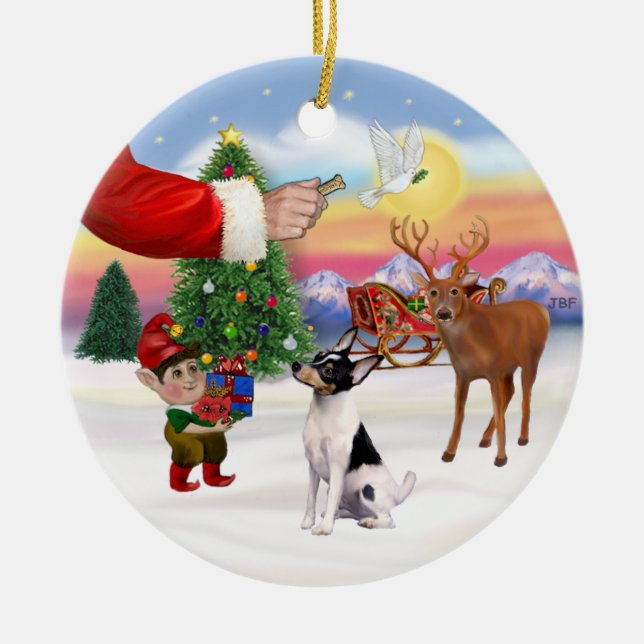 Xmas Signs - Toy Fox Terrier Ceramic Ornament (Front)