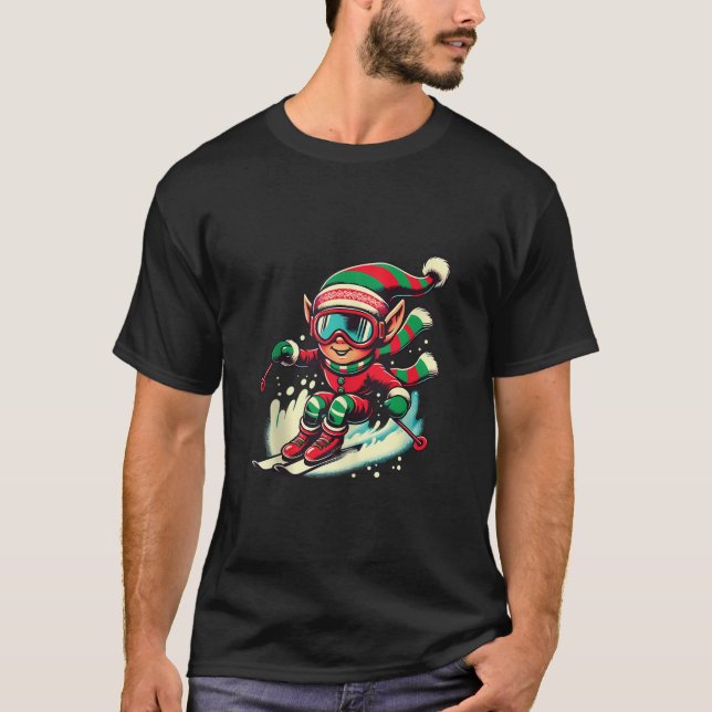 Xmas Ski squad team ski lovers Skier Elf skiing Ch T-Shirt (Front)
