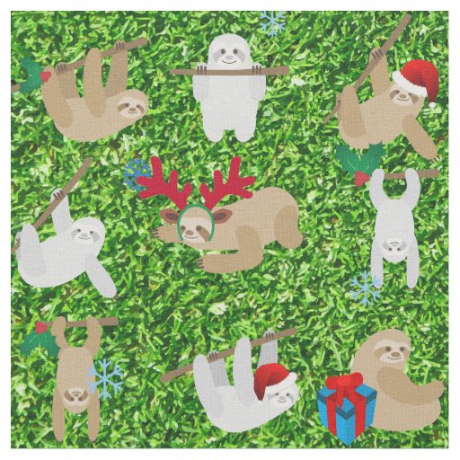 xmas sloth christmas fabric