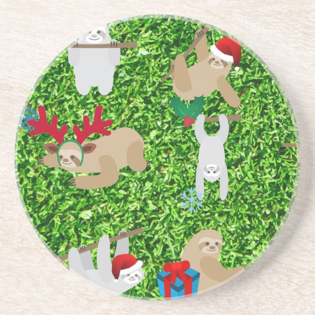 xmas sloth drink coaster (Front)