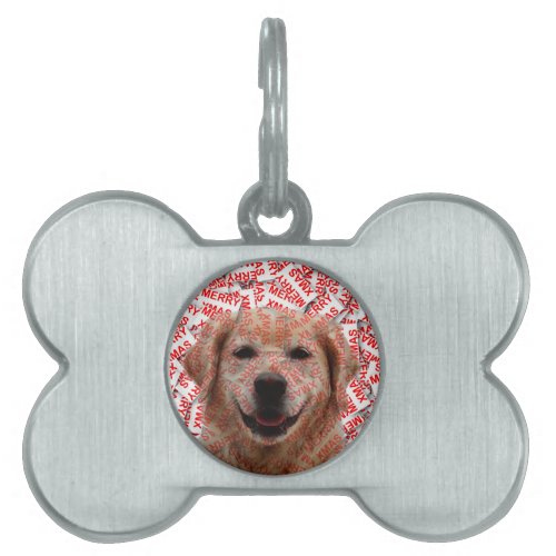 Xmas Smiling Golden Retriever Dog Pet Tag