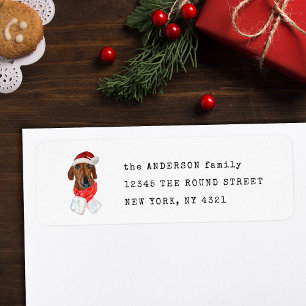 Xmas Smooth Coated Dachshund Dog Return Address Label