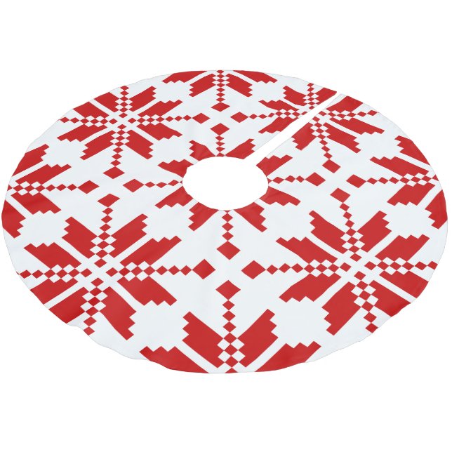 Xmas Snowflake Christmas Pattern Brushed Polyester Tree Skirt (Angled)
