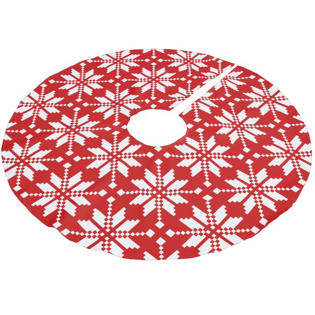 Xmas Snowflake Christmas Pattern Brushed Polyester Tree Skirt (Angled)
