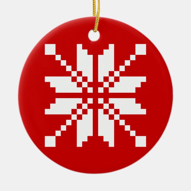 Xmas Snowflake Christmas Pattern Ceramic Ornament (Front)