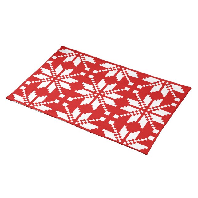 Xmas Snowflake Christmas Pattern Cloth Placemat (On Table)