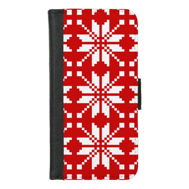 Xmas Snowflake Christmas Pattern iPhone Wallet Case (Front)