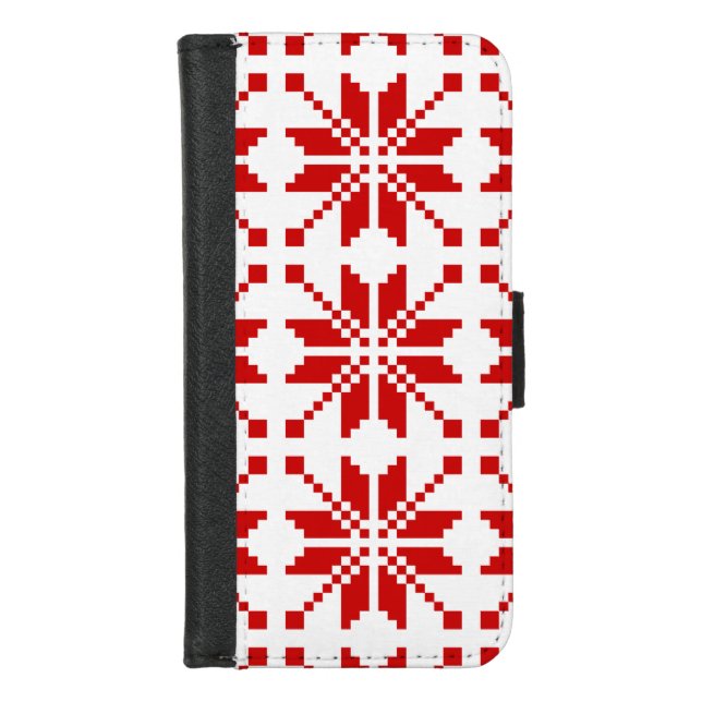Xmas Snowflake Christmas Pattern iPhone Wallet Case (Front)