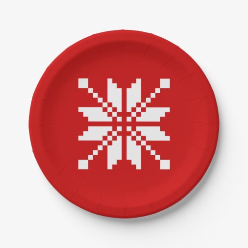 Xmas Snowflake Christmas Pattern Paper Plates
