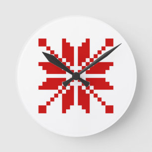 Xmas Snowflake Christmas Pattern Round Clock
