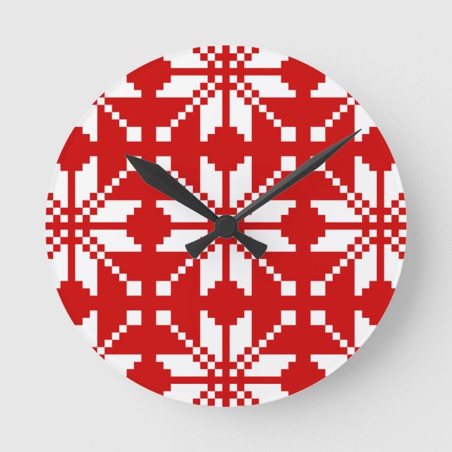 Xmas Snowflake Christmas Pattern Round Clock (Front)
