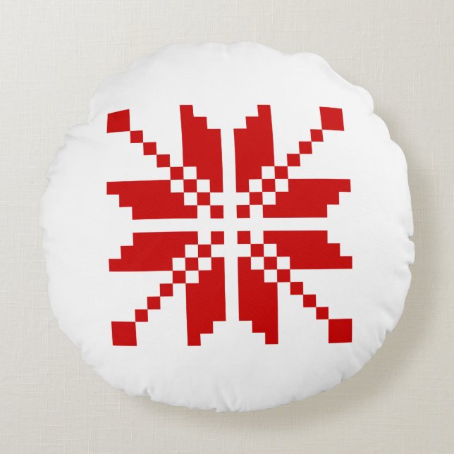 Xmas Snowflake Christmas Pattern Round Pillow (Front)