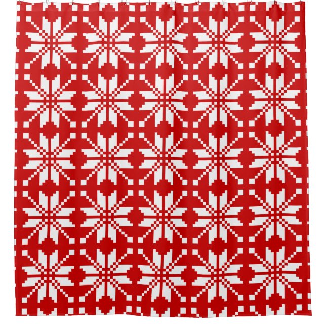 Xmas Snowflake Christmas Pattern Shower Curtain (Front)