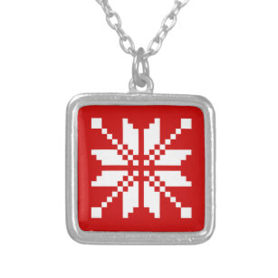 Xmas Snowflake Christmas Pattern Silver Plated Necklace