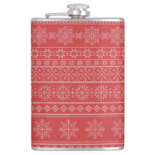 Xmas snowflake ugly sweater knitwear red pattern  flask