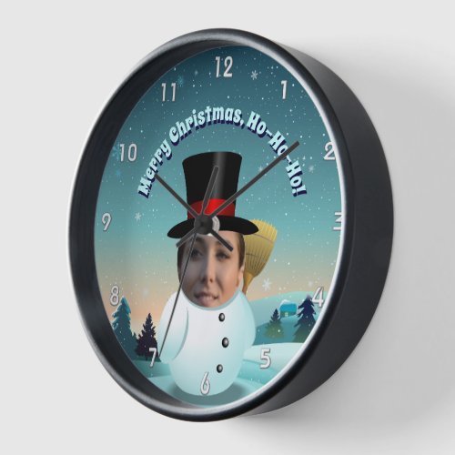 Xmas Snowman With Any Face You Like Wall Clock