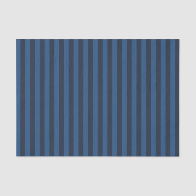 Xmas Snowy Night & Midnight Blue Vertical Stripes Tissue Paper (Front)