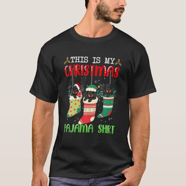 Xmas Socks This Is My Christmas Pajama Dachshund D T-Shirt (Front)