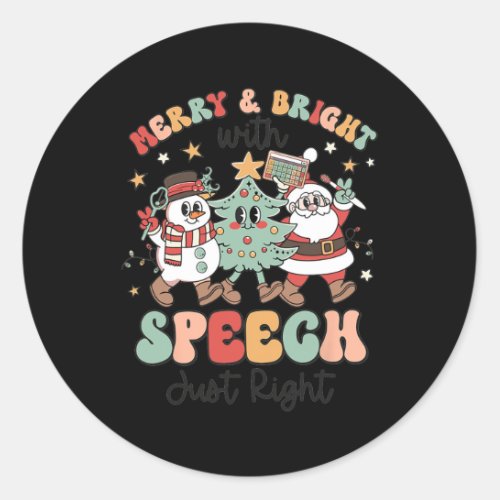 Xmas Speech Therapy Merry And Bright With Speech J Classic Round Sticker